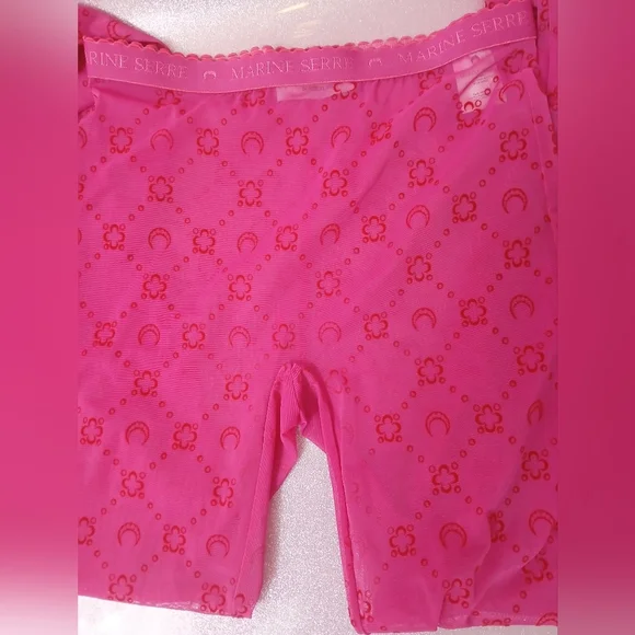 Marine Serre Pink Patterned Leggings/Tights Size Small - Picture 8 of 11